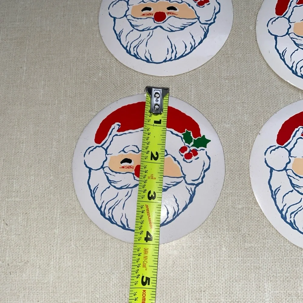 Vintage Vinyl Drink Cocktail Coaster Christmas Santa‎ Claus Set (6)